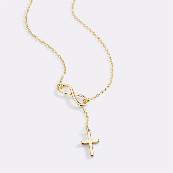 Infinity Cross Pendant Necklace in Gold