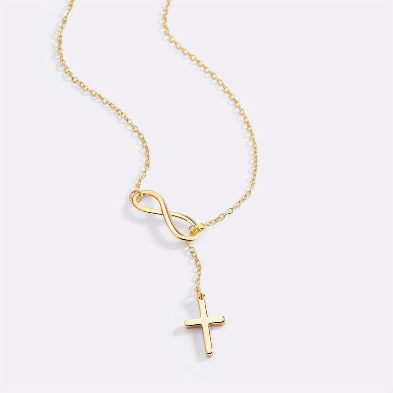 Infinity Cross Pendant Necklace in Gold